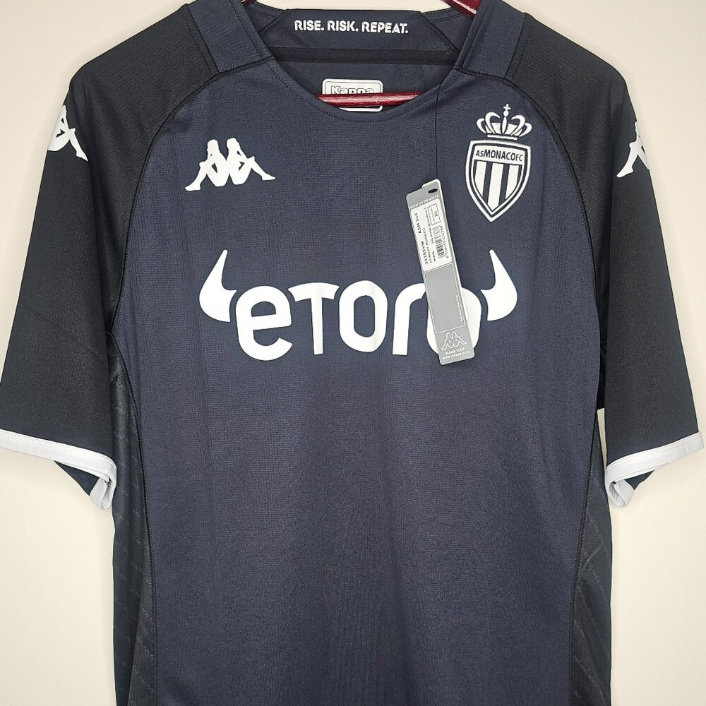 Kappa Monaco ASM 2022-2023 away football shirt. Black and white. NWT